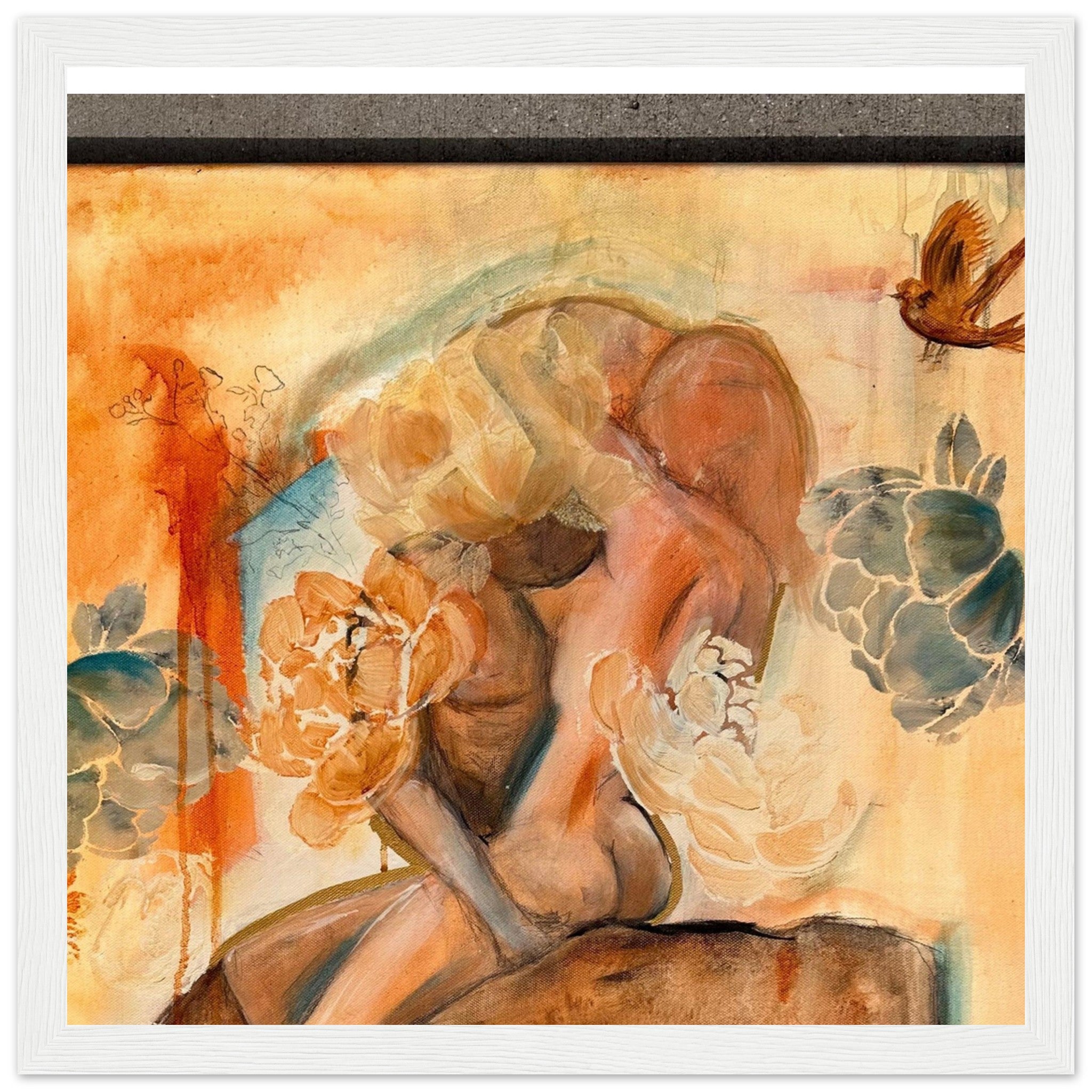 "Lovers Bird" Premium Semi-Glossy Wooden Framed Fine Art Print